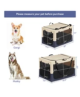 Dog Crates for Dogs, Adjustable Fabric Cover by Spiral Iron Pipe, Strengthen Sewing Dog Travel Crate 3 Door Design