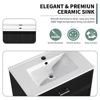 30 Inch Bathroom Vanity with Ceramic Sink Combo Set, Modern Freestanding Bathroom Storage Cabinet with 2 Drawers, Floor Standing Bath Vanity, Black