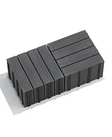 Patio Floor Tiles Pack of Wpc Wood-Plastic Composite Patio Deck Tiles Diy Interlocking Decking Tiles, Quick Deck Floor Tile, Court Tile
