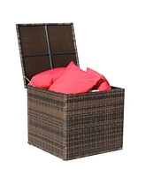 Wicker Patio Furniture Storage Box (Brown)