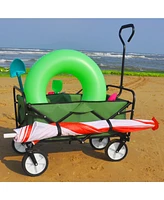 Simplie Fun Folding Wagon Garden Shopping Beach Cart (Green)