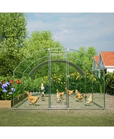 Large Chicken Coop Metal Chicken Run with Waterproof and Anti-uv Cover, Dome Shaped Walk-in Fence Cage Hen House for Outdoor and Yard Farm Use, 1"