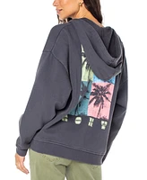 Roxy Juniors' Lineup Fleece Logo Oversized Zip Hoodie