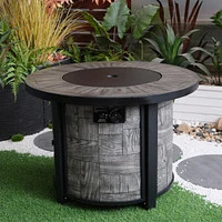 Outdoor Propane Fire Pit, Square Stonecrest Gas Fire Pit for Outside Patio, Concrete Propane Fire Table 50,000 Btu Gas Fire Pit w Lava Rocks, Waterpro