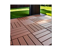 Streamdale Furniture 44 Pack Plastic Interlocking Deck Tiles(Brown)