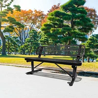 4 ft. Outdoor Steel Bench with Backrest in Black