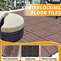 Wood Plastic Composite Deck Tiles Set of 20, Sustainable Fsc Composite Decking Resist Rust, Water, Weather, Easy to Diy & Maintain, Ideal for Patios