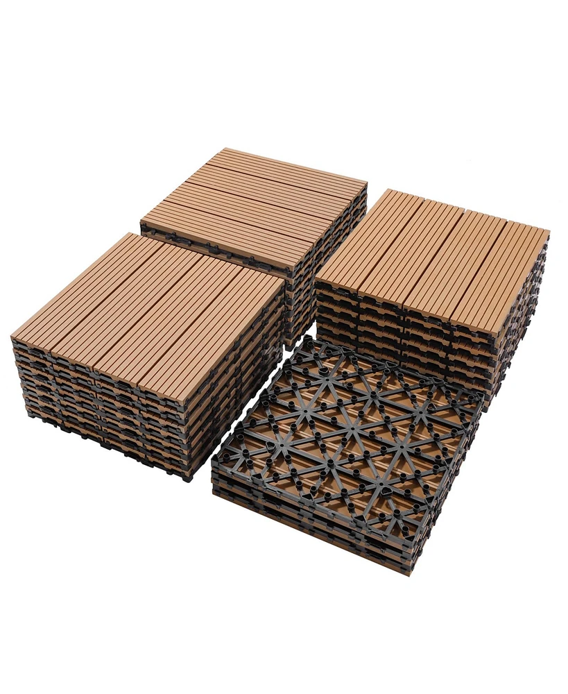 Streamdale Furniture Wood Plastic Composite Deck Tiles Set of 20, Sustainable Fsc Composite Decking Resist Rust, Water, Weather