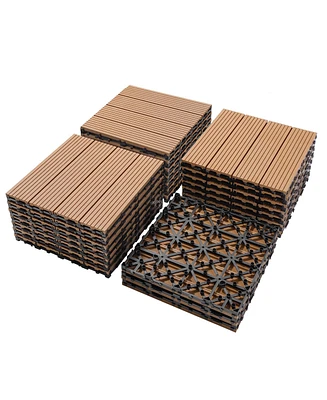 Streamdale Furniture Wood Plastic Composite Deck Tiles Set of 20, Sustainable Fsc Composite Decking Resist Rust, Water, Weather