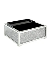 Simplie Fun Noralie Ottoman W/Storage Mirrored & Faux Diamonds