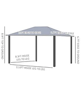 10' x 13' Patio Gazebo, Aluminum Frame, Outdoor Gazebo Canopy Shelter with Netting & Curtains, Garden, Lawn, Backyard and Deck, Gray