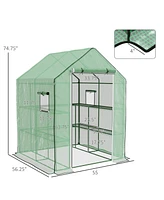 Streamdale Furniture 4.6' x 4.7' Portable Greenhouse, Water/Uv Resistant Walk-In Small Outdoor Greenhouse with 2 Tier U