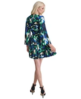 Dkny Women's Printed Pleated A-Line Dress