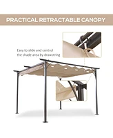 Simplie Fun 11.5' x 11.5' Outdoor Retractable Pergola Canopy, Metal Patio Shade Shelter for Backyard, Porch Party, Garden, Grill Gazebo, Beige