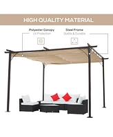 Simplie Fun 11.5' x 11.5' Outdoor Retractable Pergola Canopy, Metal Patio Shade Shelter for Backyard, Porch Party, Garden, Grill Gazebo, Beige