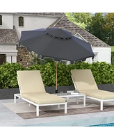 Streamdale Furniture 9' Patio Umbrella with Push Button Tilt and Crank, Double Top Ruffled Outdoor Market Table Umbrella with 8 Ribs, for Garden, Deck