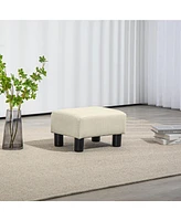 Ottoman Foot Rest, Small Foot Stool with Linen Fabric Upholstery and Plastic Legs, Cube Ottoman for Living Room
