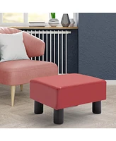 Streamdale Furniture Ottoman Foot Rest, Small Foot Stool with Faux Leather Upholstery, Rectangular Ottoman Footrest with Padded Foam Seat and Plastic