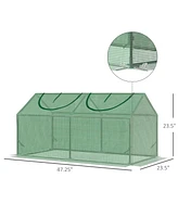 4' x 2' x 2' Portable Mini Greenhouse, Small Green House with Pe Cover, Roll-up Zippered Windows for Indoor, Outdoor Garden, Green