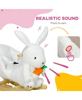 Streamdale Furniture Baby Rocking Horse, Riding Horse, Bunny Rabbit Themed Rocker with Carrot Toy, Realistic Sound, & Pedals for Boy Girl Aged 18