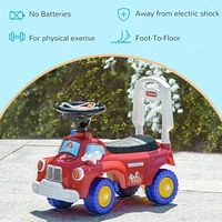 Toddler Ride on Toy, Baby Ride on Fire Truck with Music, Horn, Under Seat Storage, Foot to Floor Car for Kids 18-36 Months, Red