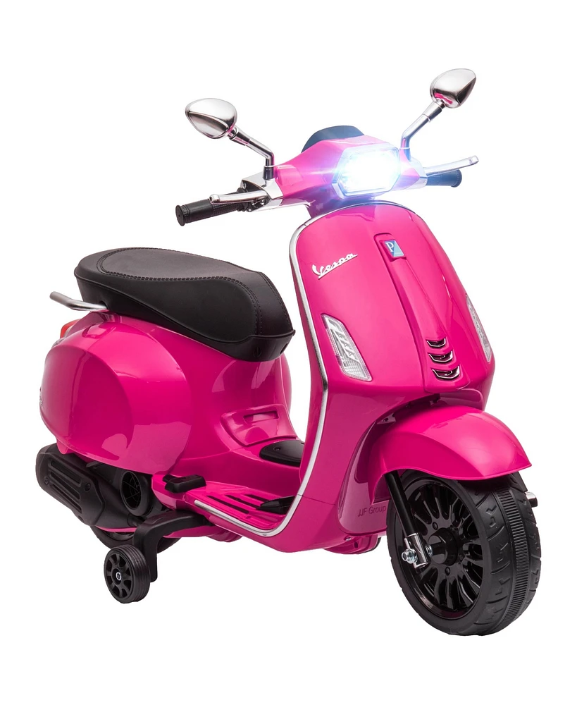 Streamdale Furniture Vespa Licensed Electric Motorcycle for Kids, 6V Toddler Motorcycle, Battery-Operated Motorbike for Kids with Music, Fm Radio