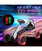 12V Electric Go Kart for Kids, Outdoor Ride-On Toy with Forward Backward Drive & Adjustable Speed, Gift for Child 3-8 Years Old, White