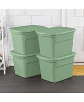 Sterilite 18 Gallon Stackable Storage Tote with Handles, Crisp Green (8 Pack