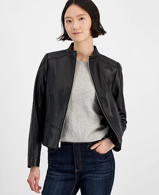 Michael Kors Women's Zip-Front Leather Jacket