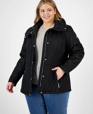 Michael Kors Plus Quilted Hooded Anorak Coat