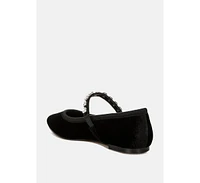 Rag & Co Aralia Velvet Mary Jane Ballerinas