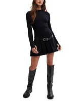 Free People Women's Emmy Ribbed Knit Pleated A-Line Mini Dress