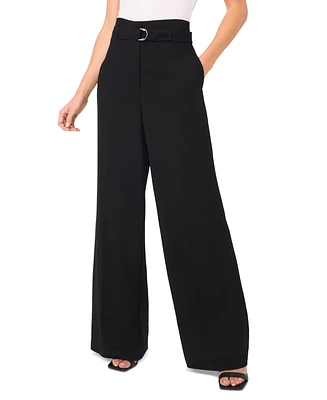 CeCe Women's Belted High Rise Wide-Leg Trousers