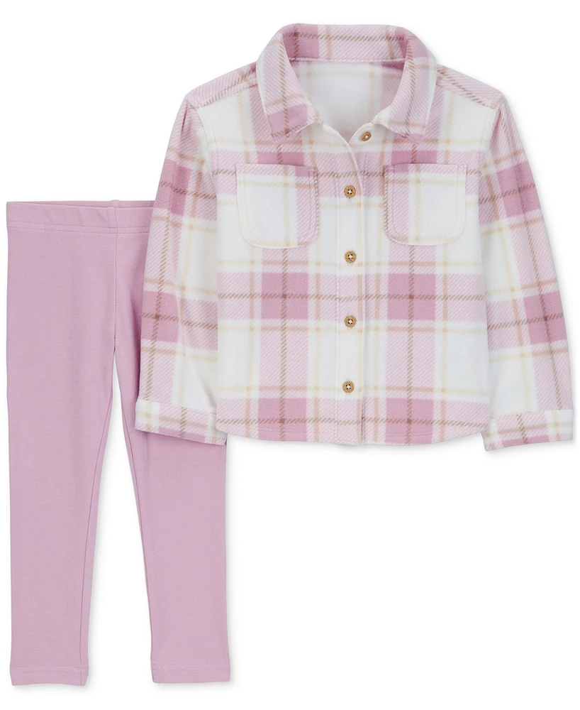 Carter's Toddler Girl 2-Piece Plaid Fleece Shacket & Legging Set