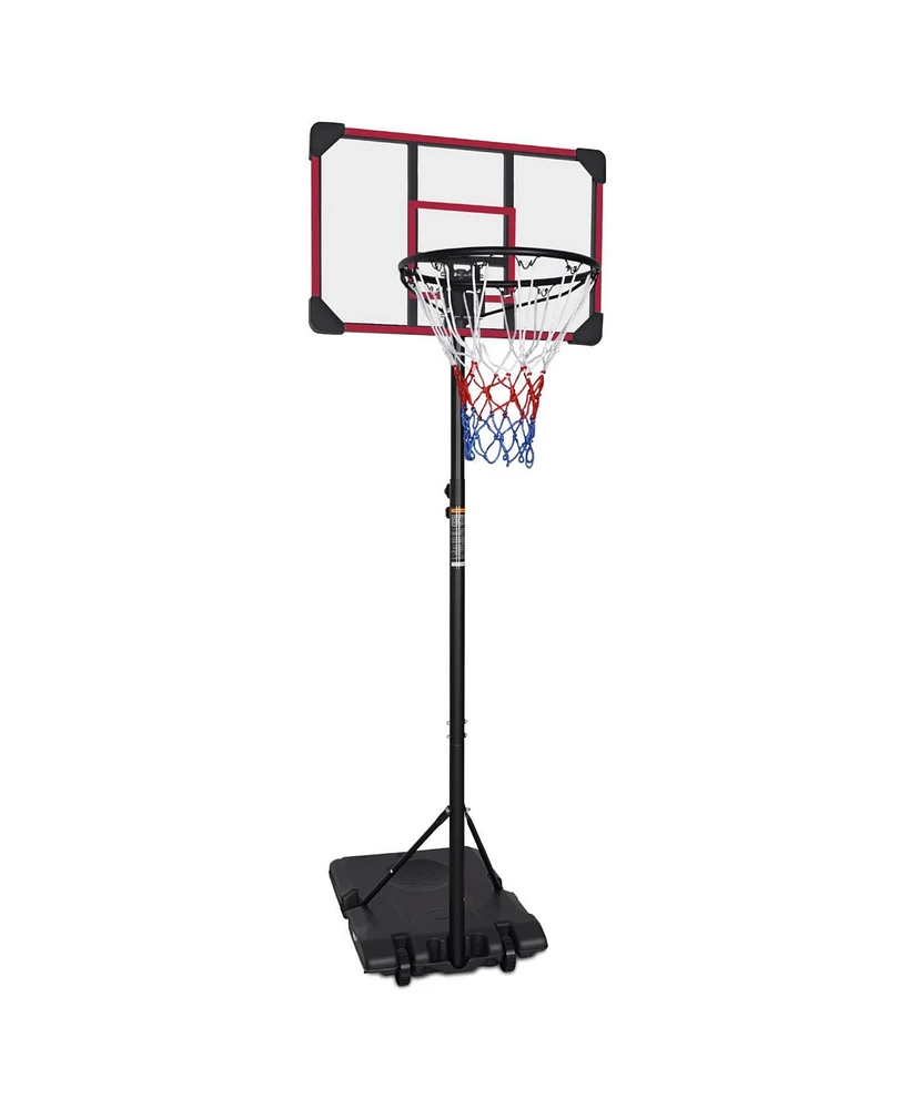 Simplie Fun Portable Basketball Goal System with Stable Base and Wheels, use for Indoor Outdoor teenagers youth height adjustable 5.6 to 7ft Basketbal