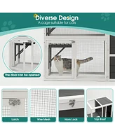 3-Tier Wooden Outdoor & Indoor Cat House Suitable for 1-3 Cats Cat Enclosure Resting Box with 4 Platforms and 2 doors Cat Shelter Kitty House with a J
