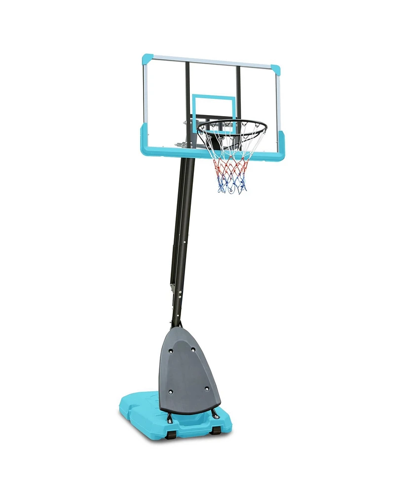 Streamdale Furniture Height Adjustable 7 to 10ft Basketball Hoop 44 Inch Backboard Portable Basketball Goal System with Blue Stable Base and Wheels, U