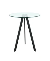 Streamdale Furniture Modern Kitchen Glass dining table Round Tempered Glass Bar Table top, Clear Bar Table Metal Legs, Black legs(set of 1)