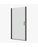 1 3/8" adjustment, universal pivot shower door, open outside, with 1/4" tempered glass and Matted black finish 2472