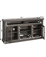 Modern Tv Media Stand Modern Entertainment Console with 18" Fireplace Insert for Tv Up to 65" with Open and Closed Storage Space, Dark Walnu