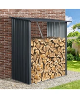 Streamdale Furniture 3ft x 5ft Outdoor Meta Firewood Rack, Open Wood Shed For Firewood, Pellet, or Lumber Storage, Black