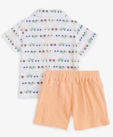 First Impressions Baby Boys Collared Cars-Print Shirt & Shorts, 2 Piece Set, Exclusively at Macy's