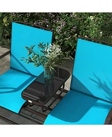 Outdoor Glider Bench with Center Table, Metal Frame Patio Loveseat with Breathable Mesh Fabric and Armrests for Backyard Garden Porch, Blue