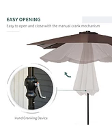 9' x 7' Solar Umbrella, Led Lighted Patio Umbrella for Table or Base with Tilt & Crank, Outdoor Umbrella for Garden, Deck, Backyard, Pool, Beach, Brow