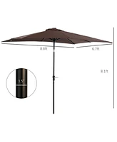 Streamdale Furniture 9' x 7' Solar Umbrella, Led Lighted Patio Umbrella for Table or Base with Tilt & Crank, Outdoor Umbrella for Garden, Deck, Backya