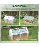 6' x 3' x 3' Portable Greenhouse, Garden Green House with 2 Pe/Plastic Covers, Steel Frame and 2 Roll Up Windows, Clear