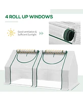6' x 3' x 3' Portable Greenhouse, Garden Green House with 2 Pe/Plastic Covers, Steel Frame and 2 Roll Up Windows, Clear