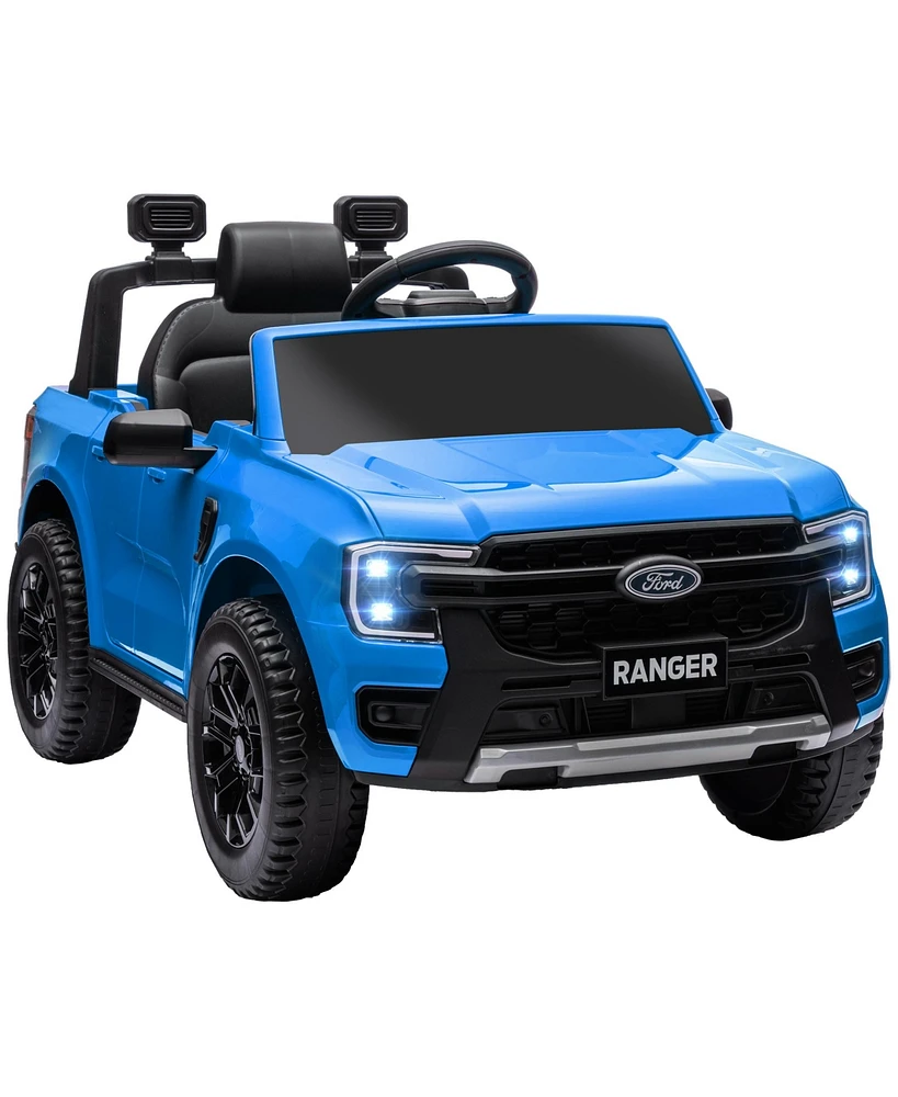 Simplie Fun Ford Ranger Licensed 12V Kids Ride on Truck, Toddler Electric Car with Remote Control, Toy Storage, Spring Suspension, Led Headlights, Mus