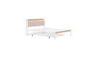 Slickblue Queen Size Metal Platform Bed Frame with Twin Size Trundle Versatile Space-Saving Solution