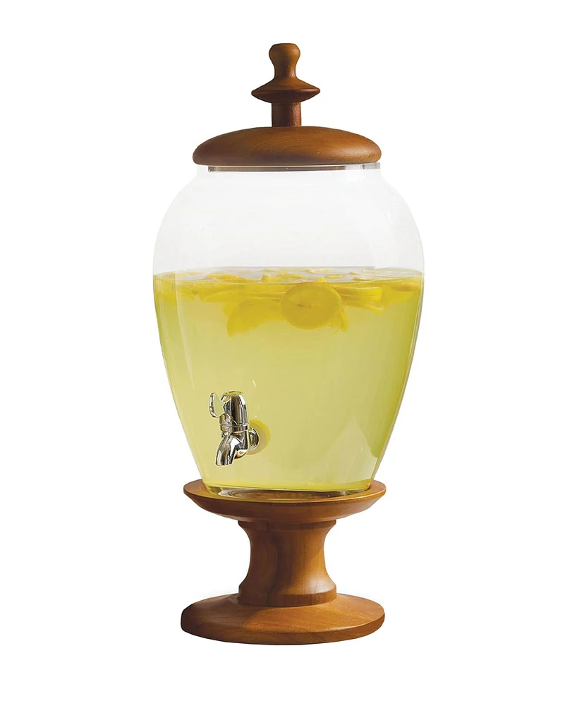 Circleware Beverage Dispenser with Wooden Lid and Base, 357 oz.